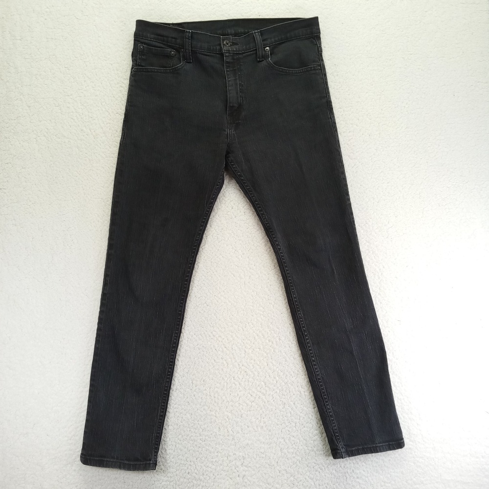 Levis 521 Slim Taper Jeans Mens 34x32 Black Charcoal Denim Pants 521-0001